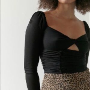 UO Juliana Crepe Cutout Crop Top